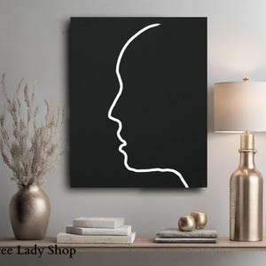 Black & White Silhouette Canvas Art Print Modern Minimalist Silhouette Print Original Art Print Abstract Art Home Decor Portrait Living Room