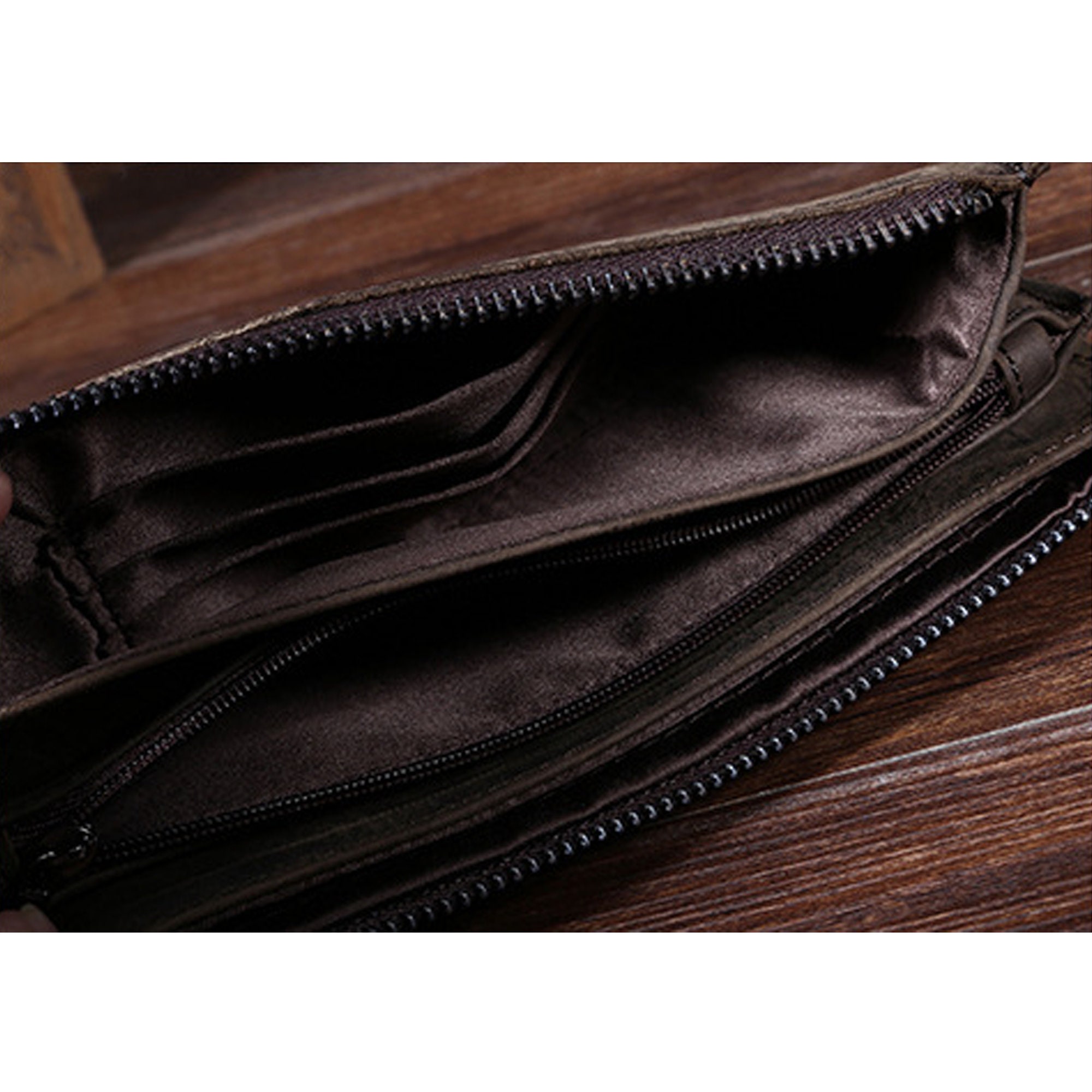 Distressed Vintage Zipper Leather Wallet Mens Wallet Etsy