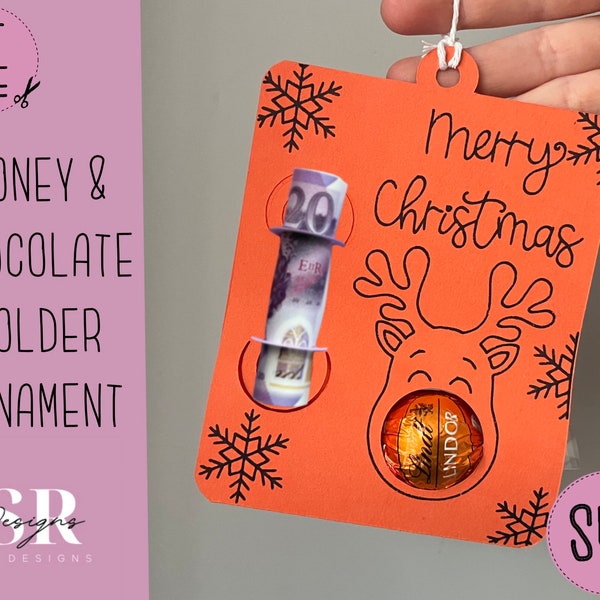 SVG: Christmas money & chocolate card holder. Christmas money holder. Cricut Joy friendly. Christmas card svg. Money card svg. Candy holder