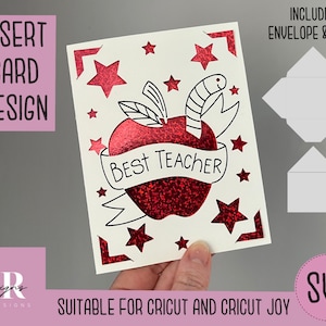 SVG: Leraar insteekkaart. Cricut Vreugde vriendelijk. Teken en knip kaartontwerp. Envelop sjabloon inbegrepen. Cricut Joy Teacher kaart SVG