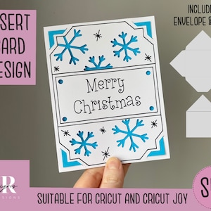 SVG: Tarjeta de inserción navideña. Cricut Alegría amigable. Dibuja y corta el diseño de la tarjeta. Plantilla de sobre incluida. Tarjeta de Navidad Cricut Joy SVG