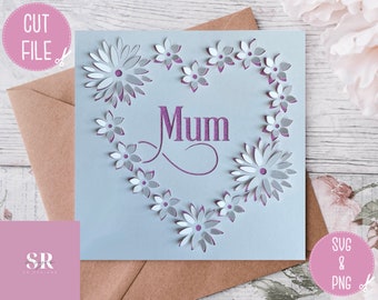SVG: 3D/ ‘pop up’ Mother’s Day card. Happy Mother’s Day. 3D Mother’s Day svg.  Pop up card. Pop up flowers. 3D butterfly. SVG/PNG