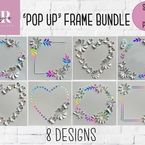 SVG: 3D / 'pop up' Couronne de fleurs / paquet de cadre. Couronne de fleurs. Carte pop-up. Faites apparaître des fleurs. Couronne svg. Popup svg. Faites apparaître des fleurs. SVG/PNG.