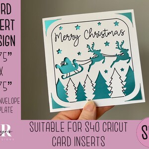 SVG: Weihnachtskarte. Cricut S40 Einlagekarte. Weihnachtskarte svg. Quadratische Weihnachtskarte. Weihnachtskartenschablone und Umschlag.
