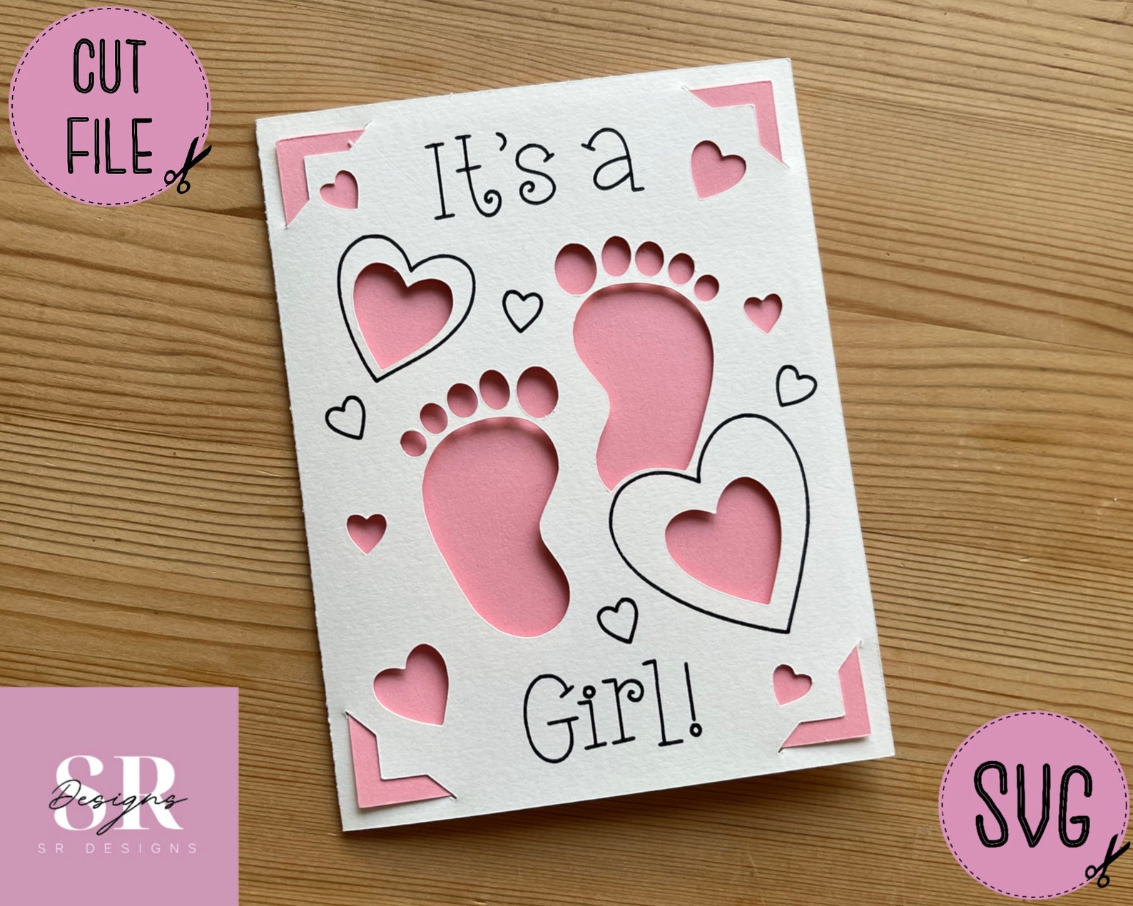 SVG: Its a Girl Insert Card. Cricut Joy Friendly. Draw and - Etsy