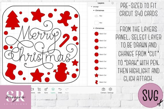 SVG: Christmas Insert Card. Cricut S40 Insert Card. Christmas Card