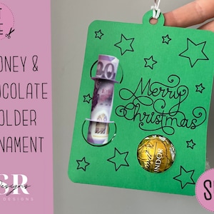 SVG: Porta carte di denaro e cioccolato natalizio. Portasoldi natalizio. Cricut Joy amichevole. Cartolina di Natale in formato SVG. Carta di denaro in formato SVG. Porta caramelle