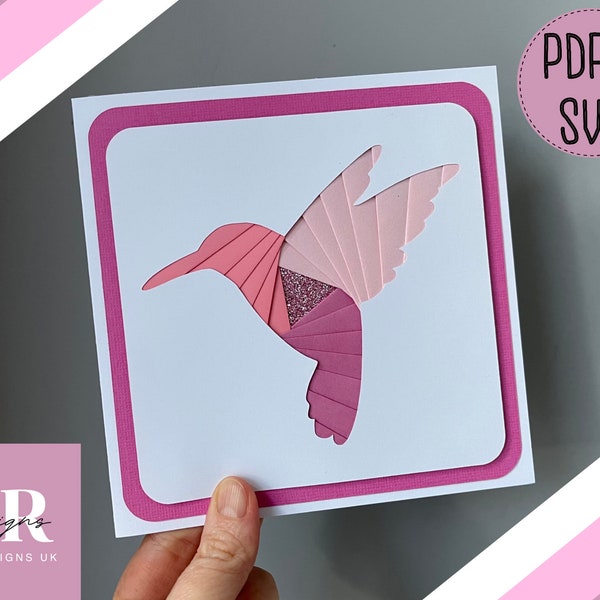 Hummingbird Iris folding pattern template PDF & SVG. Iris folding pattern. hummingbird card design. Hand cutting PDF