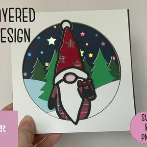 SVG: Layered Gnome cut file. 3D Gonk svg. Layered gnome svg. Christmas Gnome svg. Christmas Gonk svg. Layered Christmas gnome. SVG. PNG.