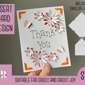 SVG: Dank u insteek kaart. Cricut Vreugde vriendelijk. Teken en knip kaartontwerp. Envelop sjabloon inbegrepen. Cricut Joy Bedankt kaart SVG