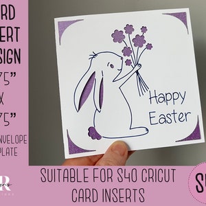 SVG: cartão de inserção de Páscoa. Cartão de inserção Cricut S40. Cartão de Páscoa svg. Modelo de cartão de Páscoa e envelope.