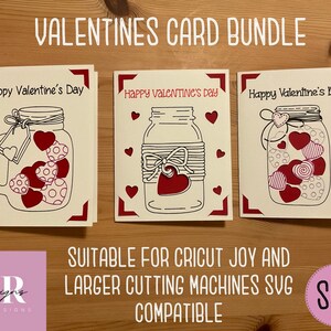 SVG: Valentinstags-Kartenpaket. Cricut Joy freundlich. Umschlagschablone inklusive. Cricut Joy Valentines Kartenpaket. SVG