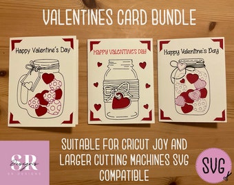 SVG: Valentine’s insert card bundle. Cricut Joy friendly. Envelope template included. Cricut Joy valentines card bundle. SVG