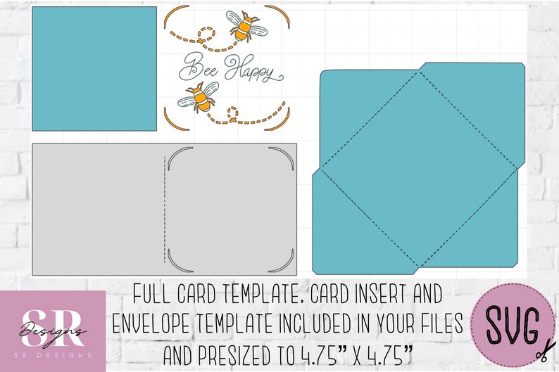 SVG: Bee Happy Insert Card. Cricut S40 Insert Card. Bee Card - Etsy