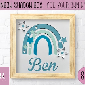 SVG: 3D Rainbow shadow box. Personalise. Digital download. Paper cutting. Layered card craft. Rainbow svg. rainbow shadow box svg.