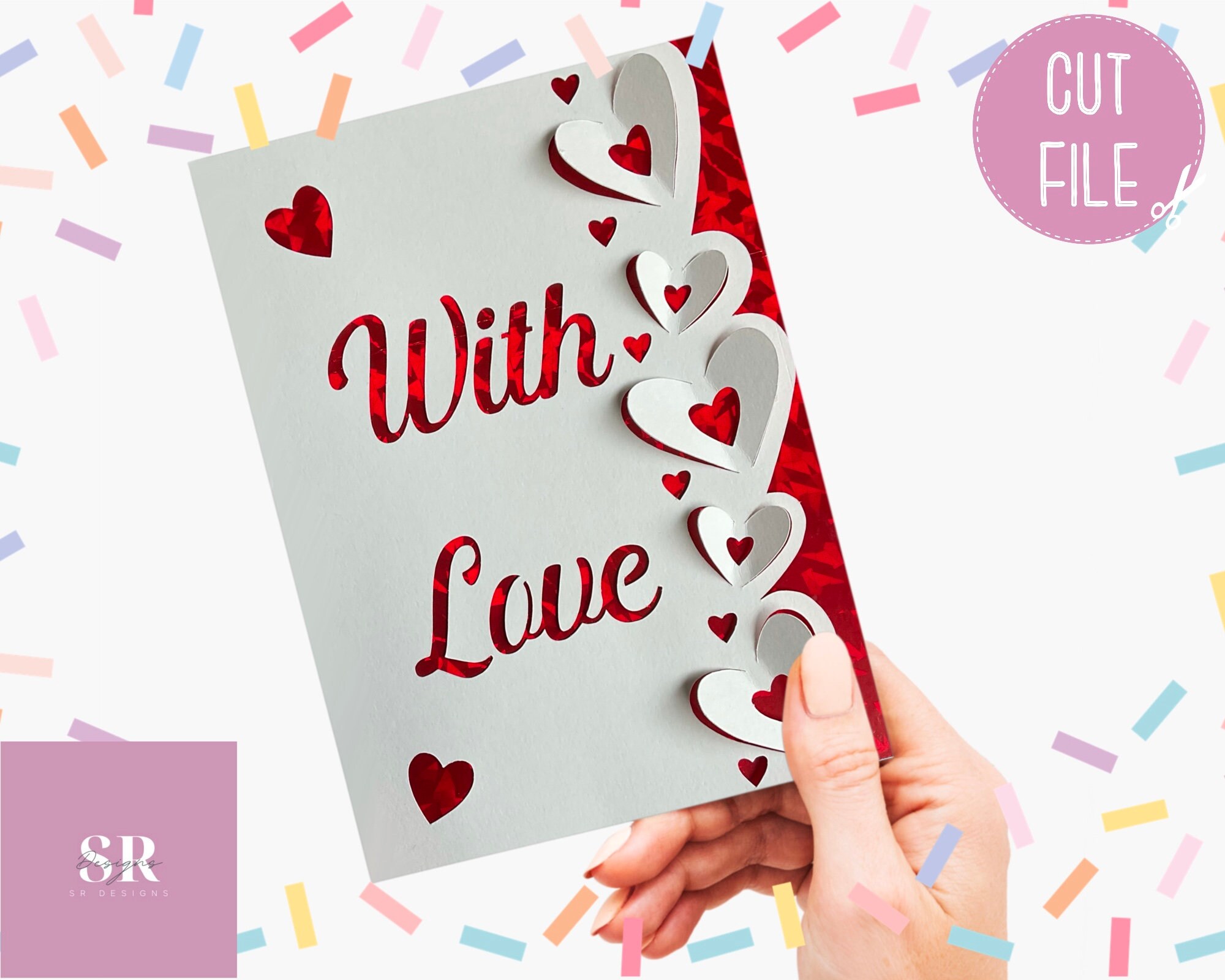 SVG: ‘pop Up’/ 3D With Love Card. Card Svg. Pop up Hearts. Pop up SVG ...