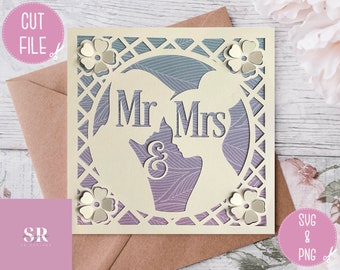 SVG: ‘pop up’/ 3D Wedding card. Celebration. Wedding svg. Mr & Mrs card. Anniversary card svg. Pop up flowers. 3d flowers. Pop up SVG