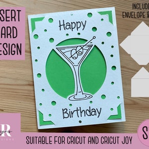 SVG: Birthday insert card. Cricut Joy friendly. Draw and cut card design. Envelope template included. Cricut Joy Birthday card SVG