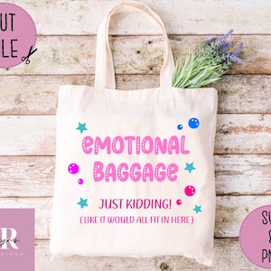 SVG: Emotionales Reisegepäck Zitat. Tragetasche Design. Lustiges Zitat. Tote bag Zitat. Psychische Gesundheit ist wichtig. SVG/Png.