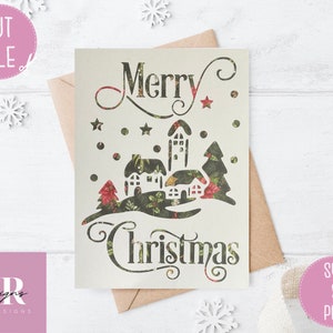 SVG: Weihnachtskarte. Weihnachtskarte svg. Merry Christmas svg. Cricut-Karte svg. Wunsch Weihnachtsschrift. Weihnachtsmotivkarte svg.
