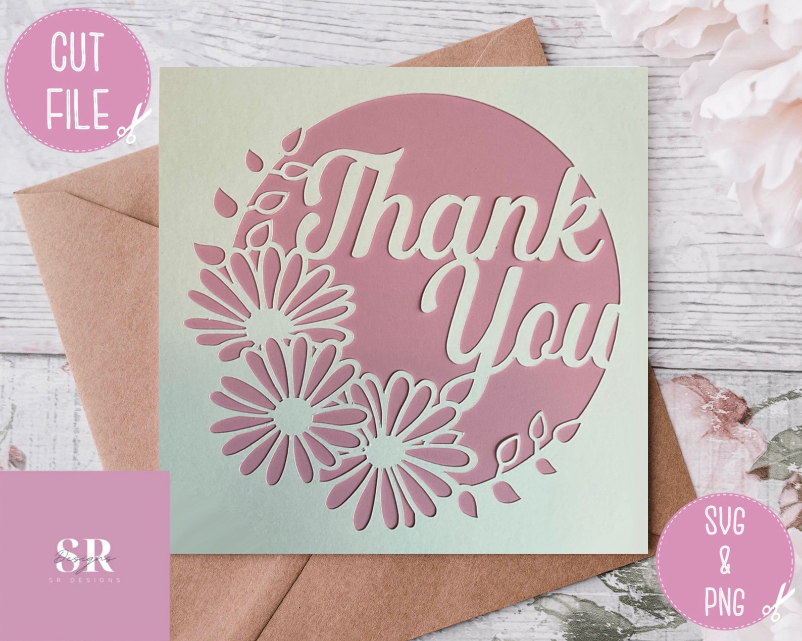 SVG Thank You Card. Paper Cutting. Card Making. Thankyou Card Etsy UK