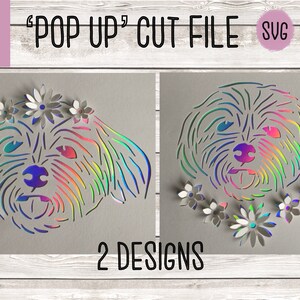 SVG: 3D Floral Lhasa apso. 3d Larzarapso. Pop up chien svg. Fichier de coupe de chien. Fleurs éclatantes. Fleurs 3D. SVG. Papouasie-Nouvelle-Guinée.