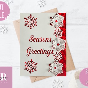 SVG: ‘pop up’/ 3D Seasons greetings card. Xmas card svg. Pop up flowers. 3d Snowflakes. Pop up SVG. 3D card svg. Cricut card