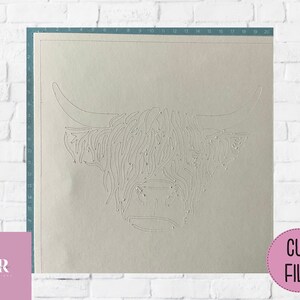 SVG: Highland cow. Highland cow card cut file. Highland cow svg. Vinyl highland cow. image 3