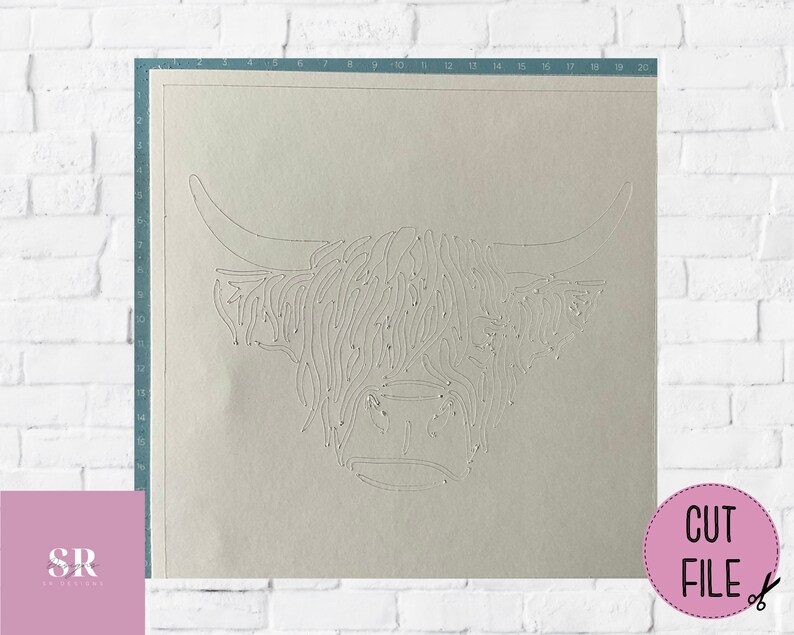 SVG: Highland cow. Highland cow card cut file. Highland cow svg. Vinyl highland cow. image 3