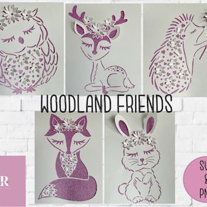 SVG: 'pop up'/ Paquet d’animaux 3D Woodland. 3d animal svg. Pop up papillon svg. animaux des bois. Pop up fleurs. Fleurs 3d. SVG. PNG.