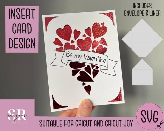 SVG: Valentines Day Insert Card. Cricut Joy Friendly. Draw and Cut Card  Design. Envelope Template Included. Cricut Joy Valentines Card SVG 