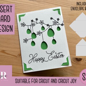 SVG : Carte d’insertion de Pâques. Compatible avec Cricut Joy. Dessinez et découpez la conception de cartes. Modèle d'enveloppe inclus. Cricut Joy Carte de Pâques SVG