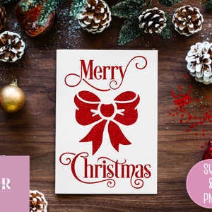 SVG: Kerstkaart. Kerstkaart svg. Vrolijk kerstfeest svg. Cricut kaart svg. Desire Kerst lettertype. Kerstboog svg.