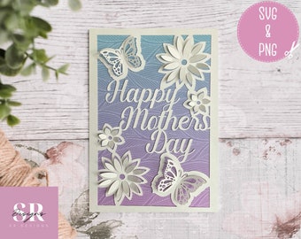 SVG: 3D Mother’s Day card svg. Happy Mother’s Day. 3D Mother’s Day svg.  Pop up card. Pop up flowers. 3D butterfly. SVG/PNG