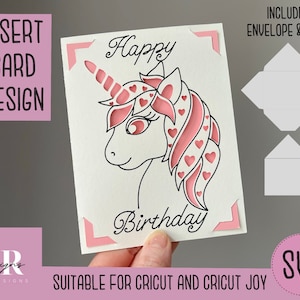 SVG: Verjaardagskaart. Cricut Vreugde vriendelijk. Teken en knip kaartontwerp. Envelop sjabloon inbegrepen. Cricut Joy Verjaardagskaart SVG