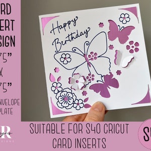 SVG: Einsteckkarte zum Geburtstag. Cricut S40 Einlegekarte. Geburtstagskarte svg. Quadratische Geburtstagskarte. Geburtstagskarte Vorlage und Umschlag.
