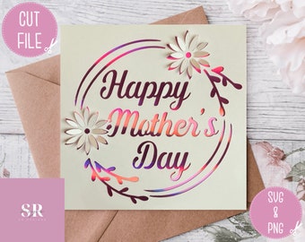 SVG: 3D/ ‘pop up’ Mother’s Day card. Happy Mother’s Day. 3D Mother’s Day svg.  Pop up card. Pop up flowers. 3D butterfly. SVG/PNG
