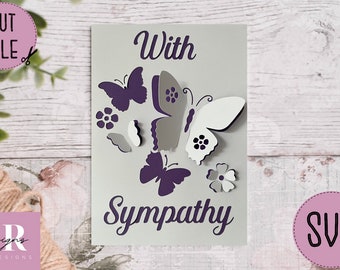 SVG: 3D/ ‘pop up’ With sympathy card. Pop up bereavement card Pop up butterflies. Bereavement card svg. Pop up svg.