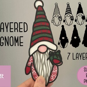 SVG: Layered Gnome cut file. 3D Gonk svg. Layered gnome svg. Christmas Gnome svg. Christmas Gonk svg. Layered Christmas gnome. SVG. PNG.