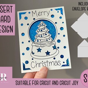 SVG: Tarjeta de inserción navideña. Cricut Alegría amigable. Dibuja y corta el diseño de la tarjeta. Plantilla de sobre incluida. Tarjeta de Navidad Cricut Joy SVG