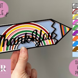 SVG: Layered Rainbow Bleistift. Digitaler Download. Papierschnitt. Lehrer-Dankeskarte. Layered Bleistift svg. 3D Bleistift. 3D SVG.