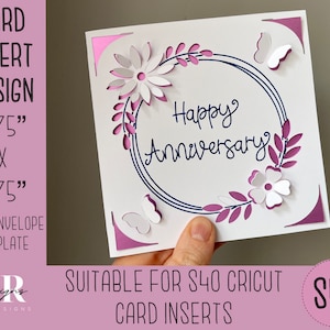 SVG: 3D-jubileuminsteekkaart. Cricut S40 insteekkaart. jubileum kaart svg. Vierkante jubileumkaart. jubileum kaartsjabloon