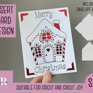 SVG: Kerst insteekkaart. Cricut Joy vriendelijk. Teken en knip kaartontwerp. Envelop sjabloon inbegrepen. Cricut Joy Kerstkaart SVG