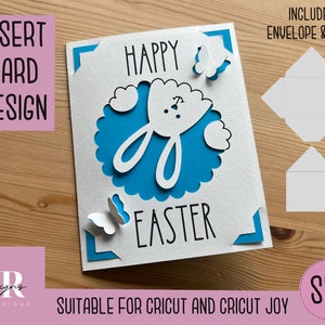 SVG: Easter insert card. Cricut Joy friendly. Draw and cut card design. Envelope template included. Cricut Joy Easter card SVG