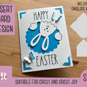 SVG: Pasen insteekkaart. Cricut Joy-vriendelijk. Teken en knip kaartontwerp. Envelopsjabloon inbegrepen. Cricut Joy Paaskaart SVG