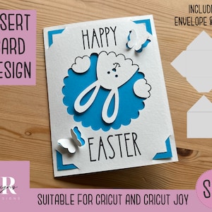 SVG: Easter insert card. Cricut Joy friendly. Draw and cut card design. Envelope template included. Cricut Joy Easter card SVG