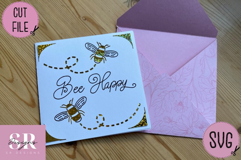 SVG: Bee Happy Insert Card. Cricut S40 Insert Card. Bee Card - Etsy