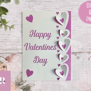 SVG: 'pop up'/ Tarjeta 3D de San Valentín. Tarjeta svg. Pop up Corazones. Ventana emergente SVG. Tarjeta 3D svg. Tarjeta Cricut