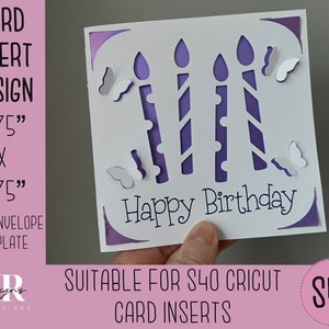 SVG: Einsteckkarte zum Geburtstag. Cricut S40 Einlegekarte. Geburtstagskarte svg. Quadratische Geburtstagskarte. Geburtstagskarte Vorlage und Umschlag.