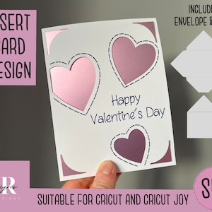 SVG: Valentijnsdag insteekkaart. Cricut Joy vriendelijk. Teken en knip kaartontwerp. Envelop sjabloon inbegrepen. Cricut Joy valentijnskaart SVG